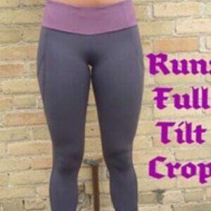 Lululemon Leggings Run Full Tilt Crop Size 4 Lilac Purple Capri 24” Inseam